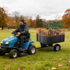 Heavy Duty ATV Dump Cart - Steel Tow Behind Trailer, Garden Cart Trailer, 17 Cu.Ft Capacity & 750 Lbs Steel Dump Trailers, with Foldable Mesh Fence, Yard Garden Trailers for Lawn Mower Tractor