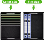 Huolewa File Organizer Box with Lid, Collapsible Faux Leather Document Organizer, Hanging File Folder Box with Plastic Slide, Decorative Filing Boxes Cabinet for File and Folders Storage(Green)