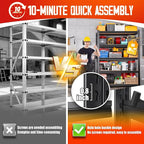 Set of 4 Garage Shelving-2050LBS 5 Tier Storage Shelves,Adjustable Heavy Duty Metal Shelving Unit and Storage Large Rack,Utility Steel Shelf For Shop Warehouse Industrial Pantry Basement 71"x35"x16"
