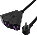 Outdoor Extension Cord 20 FT with 3 Outlets, 3 Prong 90 Degree Angled Plug, 12/3 Heavy Duty 12 Gauge Power Cable, 12AWG, SJTW, 15A, 125V, 1875W, ETL Listed, Black Wire, with Free Carrying Strap+Ties