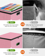Oterri File Organizer Boxes with Lids, File Box with Mesh Pockets, Document Organizer Box for Letter Size Folders, Zippers Important Document Organizer (Pink, Small-1 Pack Without Folders)