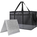 Bodaon 1PK Thermal Insulated Food Delivery Bag with Hard Bottom - 3X-Large Catering Cooler Bag for Hot and Cold Meals - Ideal for Commercial Pizza Transport, Grocery, Restaurants, and Events. Black