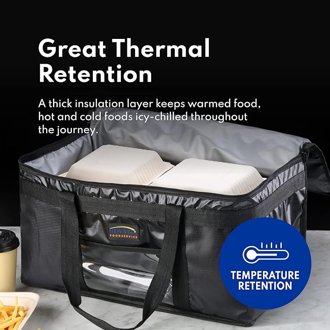 New Star Foodservice 1028683 Commercial Quality Insulated Food Delivery Bag Half-Size,(12" W x 11.5" H x 9.5" D)