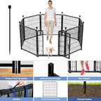 ADAVIN Tall Garden Fence 40 in(H)×31 Ft(L) 14 Panels, Heavy Duty Iron Metal Fence with Gate Low Threshold, Dogs Rabbit Fences Outdoor Camping, Flower Bed Fencing Border, Temporary Black Yard Fences