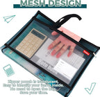 Pendancy Mesh Zipper Pouch A3 Size, Large Double Pocket Lightweight Nylon Transparent File Bag with Handle, 13x17 in Foldable Document Storage for Puzzle Project/Cross Stitch/Travel/Office (Black)
