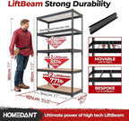 HOMEDANT 5-Tier Laminated Boltless Heavy Duty Metal Shelving Unit Adjustable Garage Storage Utility Rack Shelves Organization Multipurpose Shelf Warehouse Industrial (4, (L) 39.8" W, Black)