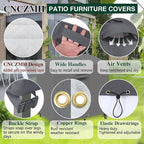 Heavy Duty Patio Furniture Covers Waterproof, 600D Outdoor Furniture Cover Waterproof for Sectional Sofa Couch, Outdoor Dining Table and Chair Set Covers 19''L x 15''W x 18''H, Grey