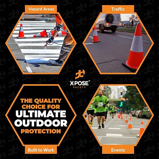 Xpose Safety 18 Inch Orange Traffic Cones 6" Collar - Bulk Full Pallet 928 Pack Multipurpose PVC Plastic Safety Cone for Parking, Soccer, Caution, Kids, and Construction - DOT Approved