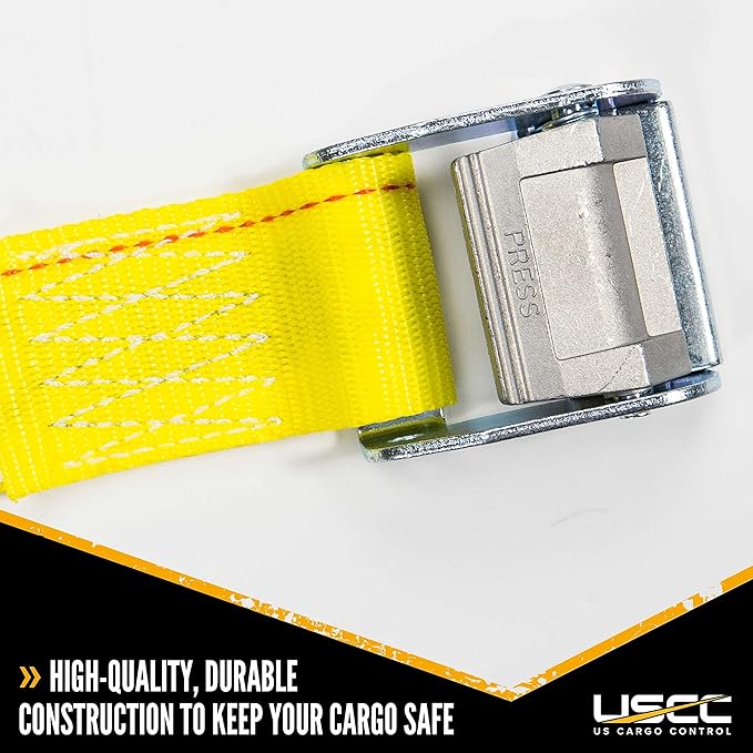 US Cargo Control E-Track Cam Buckle Straps (2-Pack), 2 Inch x 12 Foot E Track Straps with Cam Buckle and Spring E-Fittings, 2,500 LBS Break Strength, Easy-to-Use Tiedowns in Vans and Trailers
