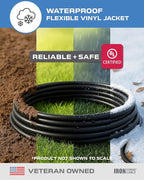 Iron Forge Cable 25 Ft Black Extension Cord with 3 Outlets - 16/3 SJTW 25 Foot Extension Cord 3 Prong, Weatherproof Exterior Power Cable for Outdoor