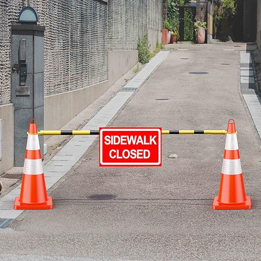 RoadHero 10 Pack 4 FT to 6.9 FT Retractable Cone Bar, Expandable Traffic Cone Bars for Parking Lots, Extendable Barricade for Road Construction, Black and Yellow, Cone Not Included