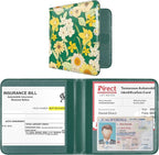 CoBak Car Registration and Insurance Holder - Vehicle Glove Box Car Organizer, Auto Truck Comparment Accessories Case for Essential Document, Driver License, Cards (Blossom Forest Green)