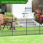 Metal Garden Fence 28in (H) x 18.7ft (L), 8 Panels + 9 Stakes Dog Fence Border Fence Animal Barrier, No Dig Garden Fencing for Yard Flower Bed Lawn Patio Outdoor, PIN282808 Black