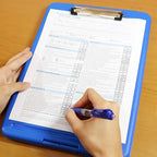Think2Master [3 Pack] Blue Plastic Storage Clipboard. | 25% Heavier & Sturdier| Heavy Duty and Won’t Flex Like Other Brands (Compare The Weight). Storage Compartment Holds 150 Letter Sized Paper.