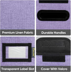 BALEINE File Organizer Box with Lid, Collapsible File Folder Organizer with Plastic Slide, Hanging File Folder Box for Office Document Storage (2 Pack, Purple, S)