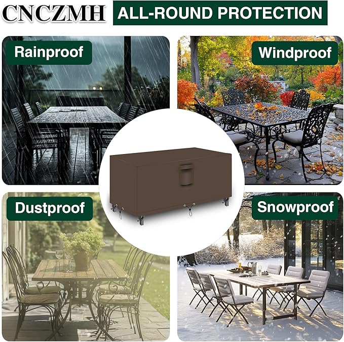 Heavy Duty Patio Furniture Covers Waterproof, 600D Outdoor Furniture Cover Waterproof for Sectional Sofa Couch, Outdoor Dining Table and Chair Set Covers 64''L x 52''W x 28''H, Brown