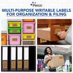 Perco Kraft Brown 3x5 Inch Perforated Sticker Labels — 150 Stickers/Roll — Natural, Cardboard-Like Surface with Permanent Adhesive for Product Labeling, Packaging, Crafting, DIY Projects — Made in USA