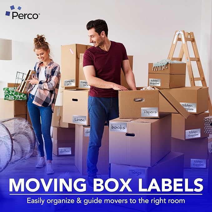 Perco Metallic Silver 3x5 Inch Perforated Sticker Labels — 500 Stickers Per Roll — with Permanent Adhesive for Product Labeling, Gift Boxes, Event Signage, Decorative Packaging & More — Made in USA