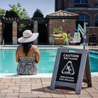 Premium Outdoor Composite Caution Wet Floor Sign – Bilingual w/Non-Skid Plastic Feet, Black Plate – For Hotels, Schools, Offices, Areas, Restrooms, Pool Decks - Grey (2 Pack)
