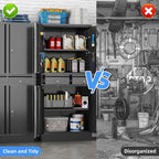 71" H Metal Garage Storage Cabinet with Pedboard and Adjustable Shelves,Metal Tool Storage Cabinet with 2 Drawers for Garage, Warehouse,Utility Room,Assembly Required,Black
