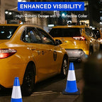OrangeStar 18" Traffic Cones 4-Pack Blue Safety Cones with Reflective Collars, Heavy Duty Base for Construction, Parking Lot, Road Work, Flexible PVC, Indoor & Outdoor Use