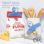 COOK WITH COLOR Bag Clips - Heavy Duty Chip Clip and Refrigerator Magnet Clips for Food Storage with Air Tight Seal Grip, Yellow and Blue, Pack of 4 Large Clips