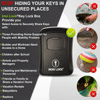 Iron Lock® Key Lock Box Wall Mount – Medium Waterproof Heavy-Duty Metal Safe with 4-Digit Combination for Outdoor Access, Home Entry, Office Security, Rentals & Airbnb Use (Black, Medium)