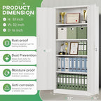 INTERGREAT Metal Storage Cabinet with Lock, 61" H Metal Cabinets Storage with 2 Doors and 4 Adjustable Shelves, Locking Garage Cabinet for Home Office, Kitchen, Bathroom (White)