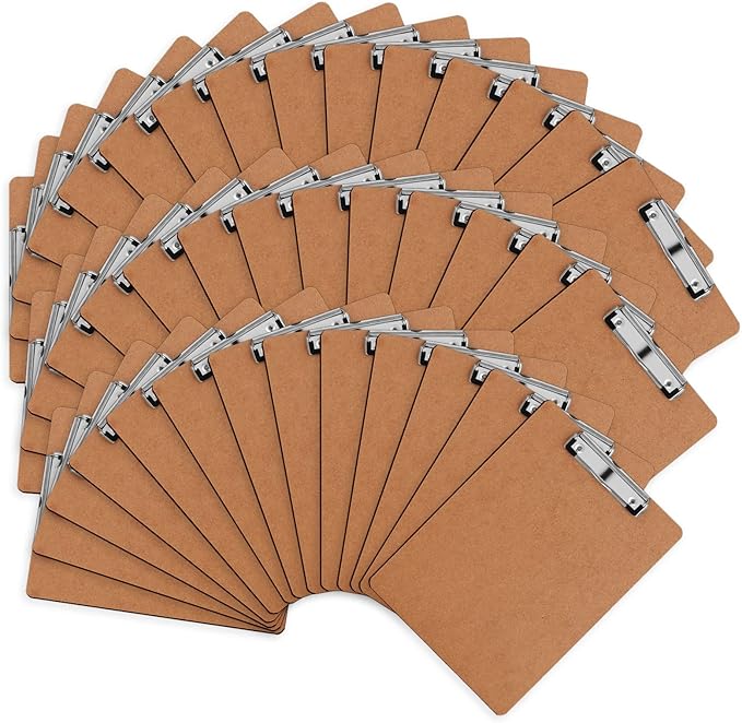 Clipboards, HERKKA 42 Pack Hardboard Office Clipboards Low Profile Clip Standard A4 Letter Size, ECO Friendly