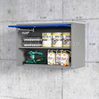 Metal Wall Cabinet with Locking Door and Shelf, Hanging Garage Cabinets with Up-Flip Doors for Garage, Warehouse, Home, Office, Assembly Required (Grey Blue, One Cabinet)