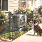 Metal Garden Fence 48in (H) x 12.7ft (L), 5 Panels + 6 Stakes Dog Fence Border Fence Animal Barrier, No Dig Garden Fencing for Yard Flower Bed Lawn Patio Outdoor, CTW4805 Black