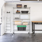 Seville Classics UltraDurable Heavy Duty NSF Solid Steel Wire Rack Storage Unit Organizer for Garage, Warehouse, Office, Restaurant, Classroom, Kitchen, 5-Tier Shelving, 48" W x 18" D
