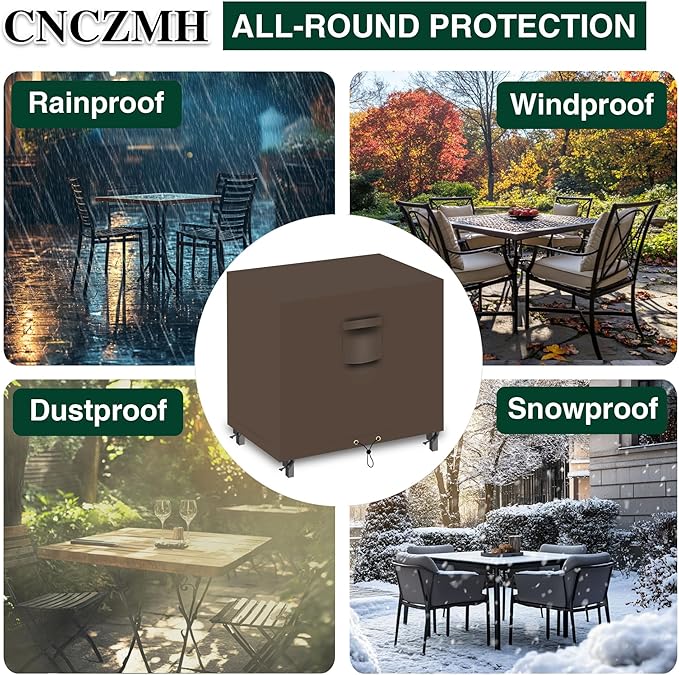 Heavy Duty Patio Furniture Covers Waterproof, 600D Outdoor Furniture Cover Waterproof for Sectional Sofa Couch, Outdoor Dining Table and Chair Set Covers 46''L x 25''W x 40''H, Brown