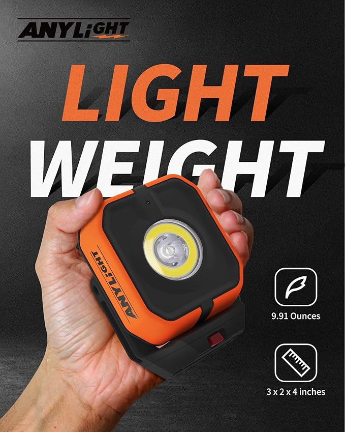 Work Light, Magnetic Rechargeable Light with 4 Modes & 150°Rotatable, 1200LM Waterproof Portable Light with 360° Rotating for Emergency Car Repair, Grill, Outdoor Work (1 PK Upgrade)