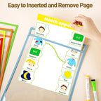AKONEGE 30 Pack Oversized Dry Erase Pocket Sleeves - 10 x 13 Inch Ticket Holders Reusable Clear Plastic Sleeves Sheet Page Protectors for School Teacher Supplies & Classroom Organization, 5 Colors