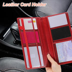 HARFINGTON Car Registration and Insurance Holder 9.45" x 5.04" PU Leather Vehicle Glove Box Organizer Storage Accessories Men Women Car ID Holder for License ID Card Bank Card, Red