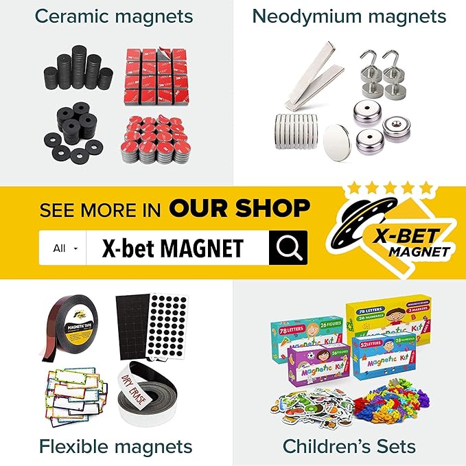 X-Bet Magnet Magnetic Strips with Adhesive Backing - Magnetic Tape for Crafts - Tool and Knife Magnet Strips for Kitchen, Garage and Garden - Adhesive Magnetic Tool Holder Strip for Wall(6 Pieces)
