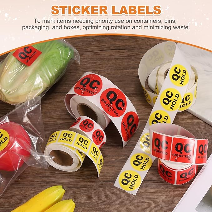 PATIKIL 360 Pcs 1 Roll QC Rejected Labels, 2 Inch Circle Inventory Control Adhesive Round Labels Food Service Quality Control Stickers for Warehouse Management Inspection, Red