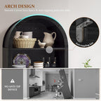 Arched Kitchen Pantry, 5-Tier Arched Cabinet with Fluted Doors, Display Cabinet with Open & Adjustable Shelves, Versatile Cupboard for Dining Room, Living Room, Black