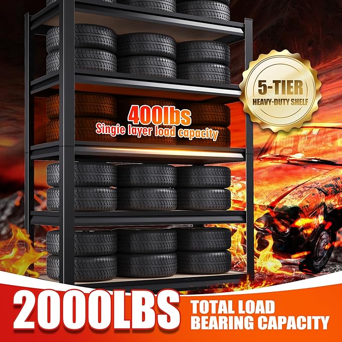 Set of 4 Garage Shelving-2050LBS 5 Tier Storage Shelves,Adjustable Heavy Duty Metal Shelving Unit and Storage Large Rack,Utility Steel Shelf For Shop Warehouse Industrial Pantry Basement 71"x35"x16"