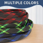 Expandable Braided Sleeving, PET Automotive Wire Loom, Flexible Cable Management for Audio Video and Other Home Device, Cord Protector from Pets (Black Blue, 1/2" x 100ft)