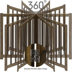 LZRS 4-Panel Wooden Free Standing Foldable Dog Gate Indoor – 24" High, Extra Wide Step-Over Safety Pet Gate for Doorways, Stairs, Hallways, Large Spaces & Playpen for Puppies Indoor Use, Walnut