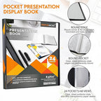 PERFORMORE Presentation Folder, 24 Pocket Presentation Display Book (Black) with Plastic Sleeves, 48 Pages Capacity for 8.5" X 11" Sheet Size Paper, Portfolio and Sheet Protector Binder (2)