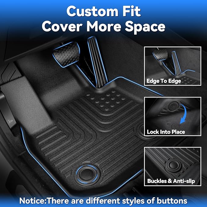 Hutisya-Floor Mats & Cargo Liner Set Fit for GMC Terrain 2018-2024 & Chevy Equinox 2018-2024(Not for EV) All Weather Protection Anti-Slip & Durable TPE Full Set Liners Automotive Accessories-Black