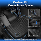 Hutisya-Floor Mats & Cargo Liner with Backrest Set Fit for Buick Enclave 2025 2026/Acadia & Acadia Denali/Chevy Traverse(7seats) 2024-2026 All Weather Protection TPE Full Set Liners -Black