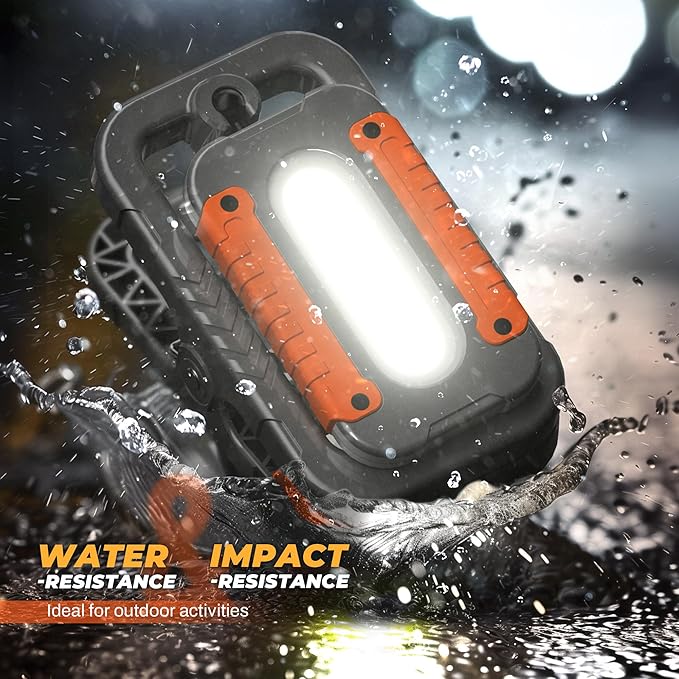 Rechargeable LED Work Light with Clamp, 3000LM Magnetic Clip-on Work Light with 4 Light Modes, 360°Rotation Flood Worklight with Portable Charger, Clamp Work Lights for Workshop, Jobsite