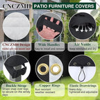 Square Heavy Duty Patio Table Covers Waterproof, 600D Outdoor Dining Table and Chair Set Covers, Outdoor Furniture Cover Waterproof for Sectional Sofa Couch 32''L x 32''W x 28''H, Black