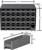 Akro-Mils Steel Garage Storage Cabinet, Small Parts Organizer Metal Cabinet for Hardware, Nails, Screws, Bolts, Nuts, and More, 17" W x 11" D x 11" H, 28-Drawer, Gray Cabinet/Gray Drawers (19228)