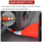 OrangeStar 4 Pack 28" Orange Traffic Cones, PVC Parking Construction Safety Cones w/Reflective Collars Heavy Duty Rubber Base for Driving Practice, Parking Lots and Roadwork