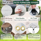 Heavy Duty Patio Furniture Covers Waterproof, 600D Outdoor Furniture Cover Waterproof for Sectional Sofa Couch, Outdoor Dining Table and Chair Set Covers 74''L x 47''W x 28''H Beige Brown